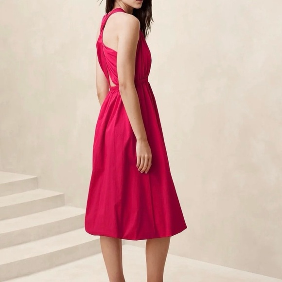 Banana Republic Bubble-Hem Taffeta MIDI Dress Size Large - Picture 2 of 4